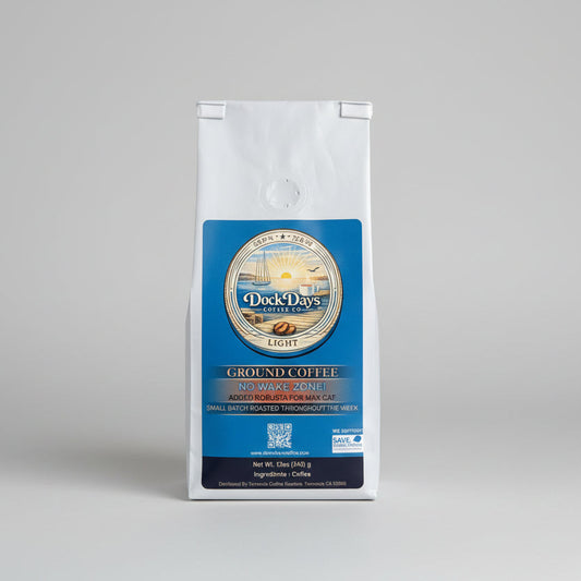 Duck Dave's Ground Coffee package on a gray background