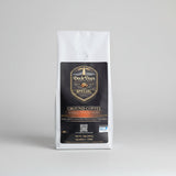 Dockside Coffee Company ground coffee package on a gray background