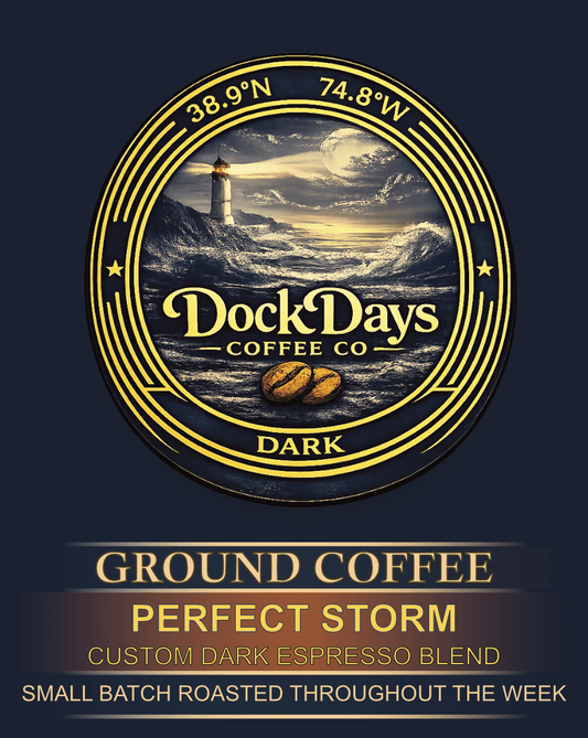 PERFECT STORM (Single Use Cups) label- Dock Days Coffee
